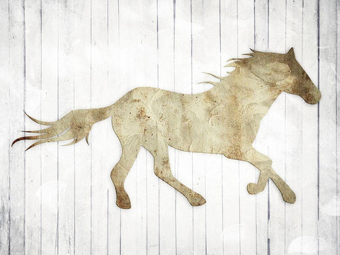 Icon Horse White Modern Wood Framed Art Print with Double Matting by Villa, Mlli