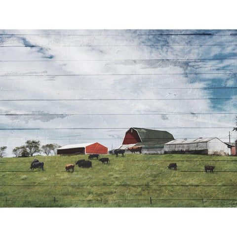 Farmhouse On The Hill Black Modern Wood Framed Art Print by Villa, Mlli