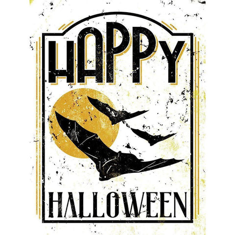Happy Bat Orange Gold Ornate Wood Framed Art Print with Double Matting by Villa, Milli