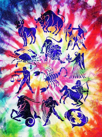 Zodiac Tie Dye Black Ornate Wood Framed Art Print with Double Matting by Villa, Milli