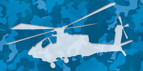 Blue Chopper White Modern Wood Framed Art Print with Double Matting by Villa, Mlli