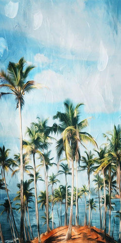 Beach Palm Out Black Ornate Wood Framed Art Print with Double Matting by Villa, Mlli