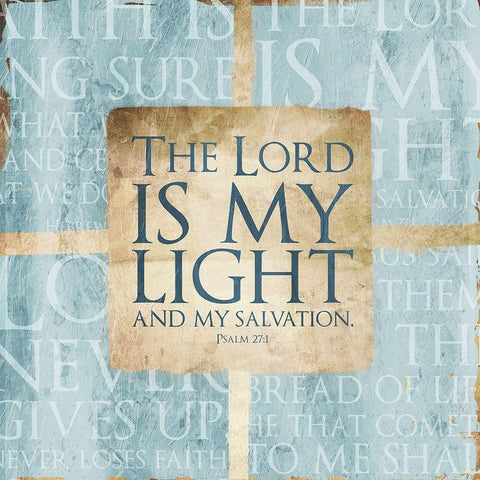 Quote Border Psalm Blue Gold Ornate Wood Framed Art Print with Double Matting by Villa, Mlli
