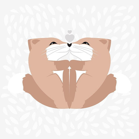 Fox XOXOX White Modern Wood Framed Art Print with Double Matting by Villa, Mlli