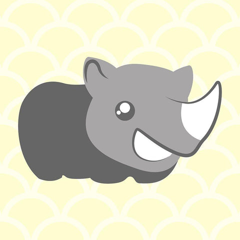 Rhino Yellow Black Modern Wood Framed Art Print by Villa, Mlli