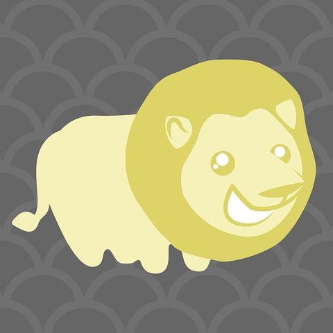 Lion Yellow White Modern Wood Framed Art Print by Villa, Mlli