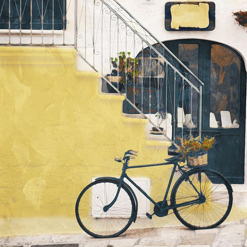 Steps In Yellow White Modern Wood Framed Art Print with Double Matting by Villa, Mlli