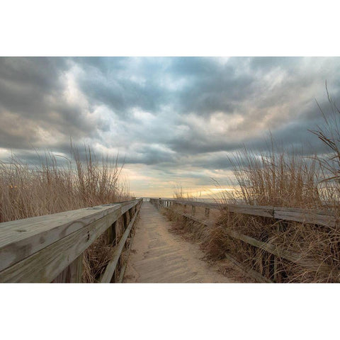 East Islip Sunset Gold Ornate Wood Framed Art Print with Double Matting by DeLuca, Pat