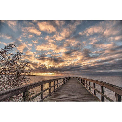East Islip Sunrise Gold Ornate Wood Framed Art Print with Double Matting by DeLuca, Pat