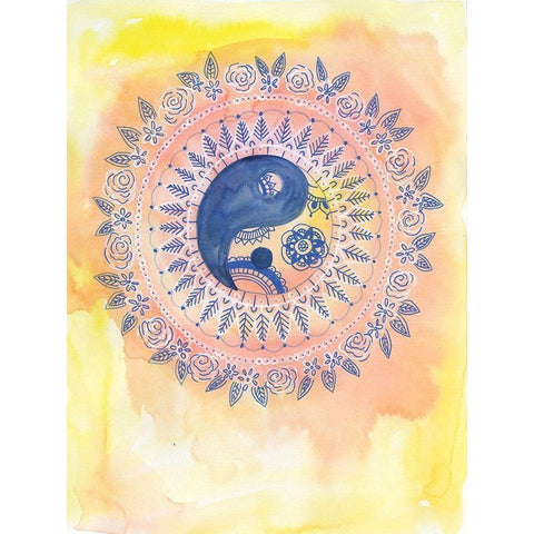 Sunny Ying Yang Gold Ornate Wood Framed Art Print with Double Matting by Varacek, Pam