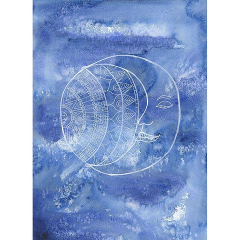 Hugged By The Moon Black Modern Wood Framed Art Print with Double Matting by Varacek, Pam