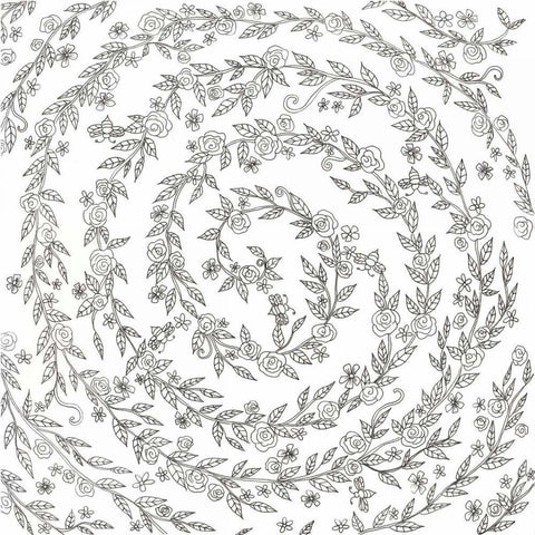 Swirling Vines Black Ornate Wood Framed Art Print with Double Matting by Varacek, Pam