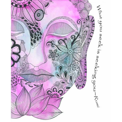 Blue Buddha What You Seek White Modern Wood Framed Art Print by Varacek, Pam