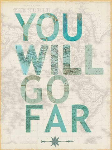You will go far White Modern Wood Framed Art Print with Double Matting by Lula Bijoux and Company