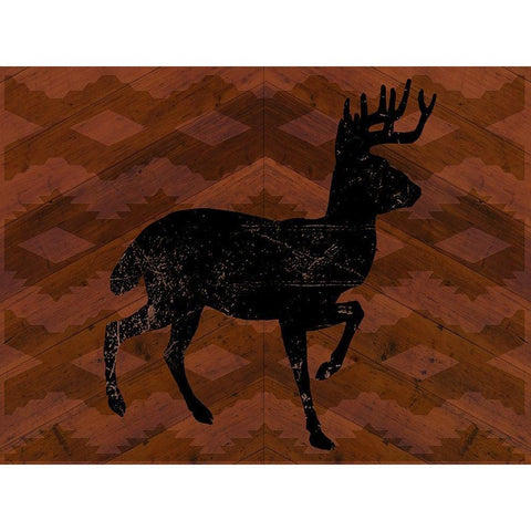 Cozy Cabin Deer Gold Ornate Wood Framed Art Print with Double Matting by Lula Bijoux and Company