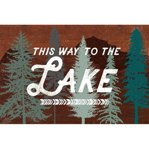 This Way To The Lake Gold Ornate Wood Framed Art Print with Double Matting by Lula Bijoux and Company
