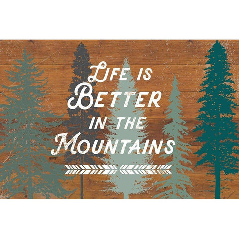 Life Is Better In The Mountains Gold Ornate Wood Framed Art Print with Double Matting by Lula Bijoux and Company