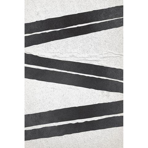 BW Minimalist Zig Zag 1 Black Modern Wood Framed Art Print with Double Matting by Lula Bijoux and Company