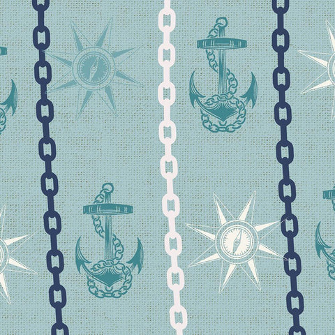 Nautical Pattern 3 White Modern Wood Framed Art Print with Double Matting by Allen, Candace