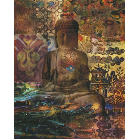 Buddah Zen White Modern Wood Framed Art Print by Haynes, Smith