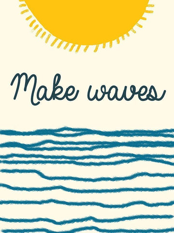 Waves White Modern Wood Framed Art Print with Double Matting by Lewis, Sheldon