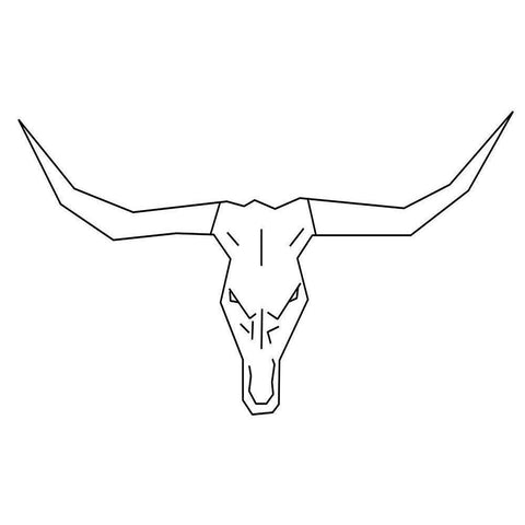 Bull Skull Black Modern Wood Framed Art Print with Double Matting by Lewis, Sheldon