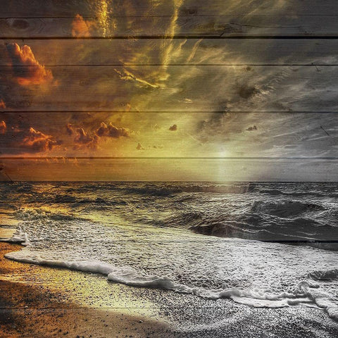 Golden Sunset Black Modern Wood Framed Art Print with Double Matting by Lewis, Sheldon