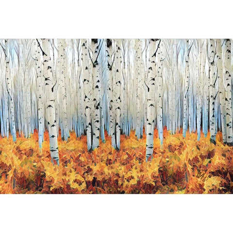 Birch Forest Gold Ornate Wood Framed Art Print with Double Matting by Butcher, Sarah