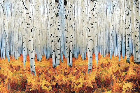 Birch Forest White Modern Wood Framed Art Print with Double Matting by Butcher, Sarah