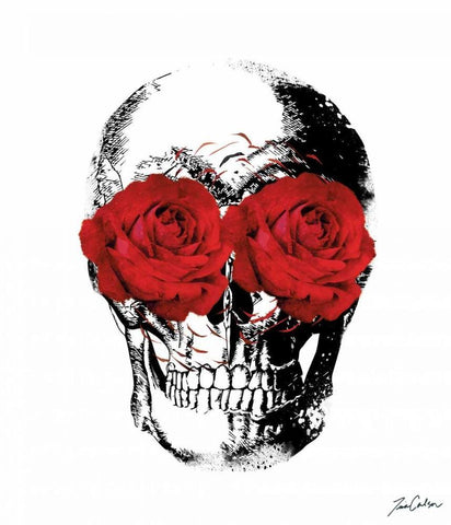 Flower Eyes Skull White Modern Wood Framed Art Print with Double Matting by Carlson, Tina