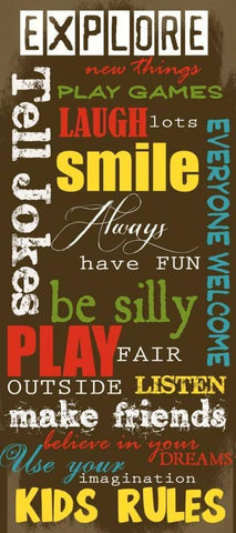 KIDS RULES Black Ornate Wood Framed Art Print with Double Matting by Greene, Taylor