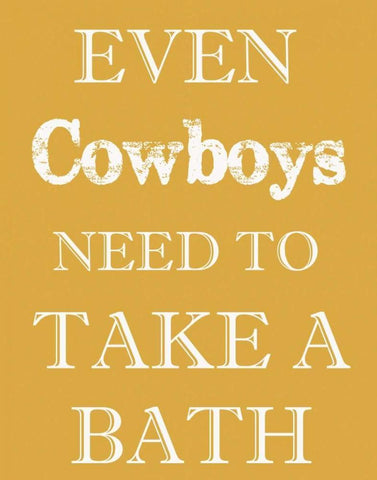 COWBOYS MUST BATHE Black Ornate Wood Framed Art Print with Double Matting by Greene, Taylor