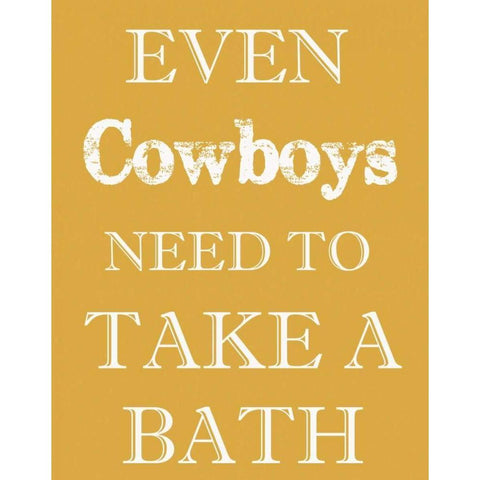COWBOYS MUST BATHE Gold Ornate Wood Framed Art Print with Double Matting by Greene, Taylor