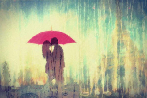 Paris In The Rain Black Ornate Wood Framed Art Print with Double Matting by Greene, Taylor