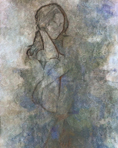 Girl Black Ornate Wood Framed Art Print with Double Matting by Greene, Taylor