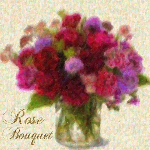 Rose Bouquet White Modern Wood Framed Art Print with Double Matting by Greene, Taylor