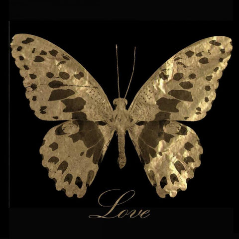 Love Gold Butterfly White Modern Wood Framed Art Print with Double Matting by Greene, Taylor