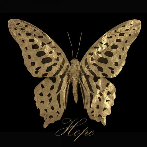 Hope Gold Butterfly White Modern Wood Framed Art Print with Double Matting by Greene, Taylor