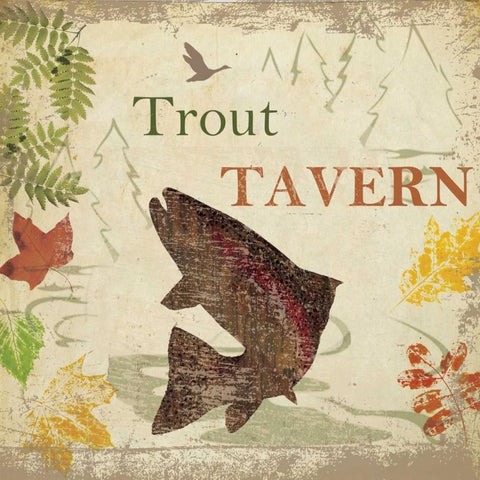 TROUT TEVERN Black Ornate Wood Framed Art Print with Double Matting by Greene, Taylor