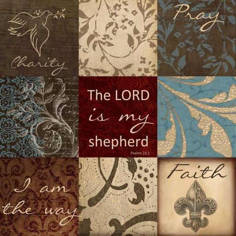 Lord 9 Patch White Modern Wood Framed Art Print with Double Matting by Greene, Taylor