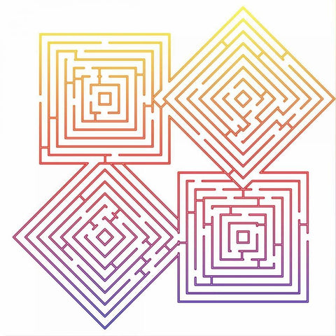 QUAD LABYRINTH White Modern Wood Framed Art Print with Double Matting by Greene, Taylor