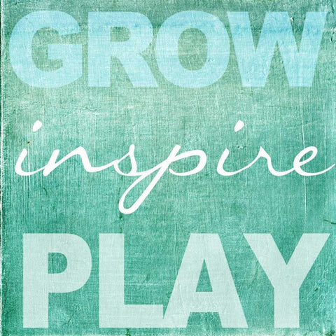 Grow Inspire Play Aqua White Modern Wood Framed Art Print with Double Matting by Greene, Taylor