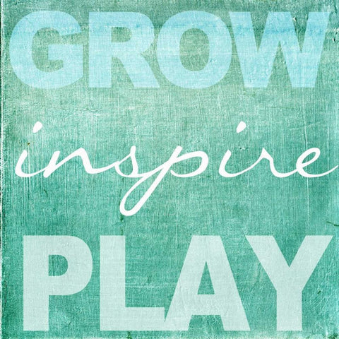 Grow Inspire Play Aqua Gold Ornate Wood Framed Art Print with Double Matting by Greene, Taylor