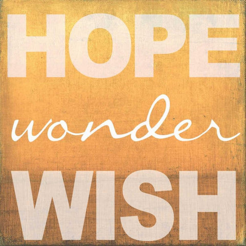 Hope Wonder Wish Orange White Modern Wood Framed Art Print with Double Matting by Greene, Taylor
