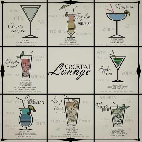 Cocktail Lounge White Modern Wood Framed Art Print with Double Matting by Greene, Taylor