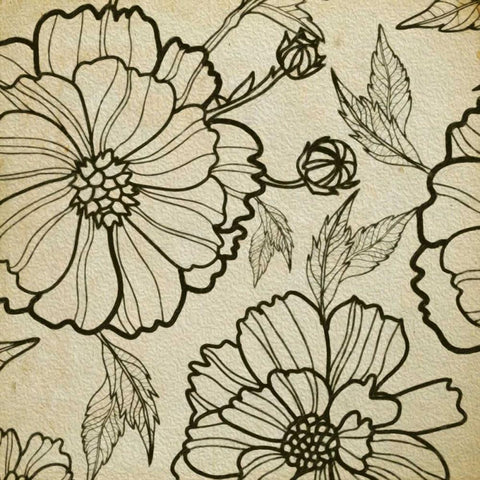Floral Pattern I White Modern Wood Framed Art Print with Double Matting by Greene, Taylor