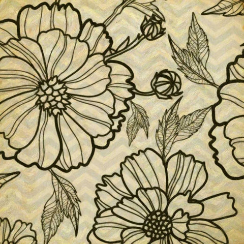 Floral Pattern I White Modern Wood Framed Art Print with Double Matting by Greene, Taylor