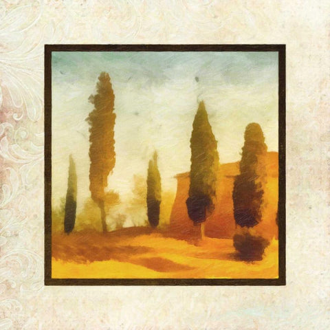 Damask Landscape II White Modern Wood Framed Art Print with Double Matting by Greene, Taylor