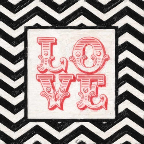 CHEVRON LOVE RED White Modern Wood Framed Art Print with Double Matting by Greene, Taylor