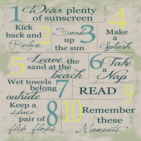 SANDY SUMMER RULES 3 Black Ornate Wood Framed Art Print with Double Matting by Greene, Taylor